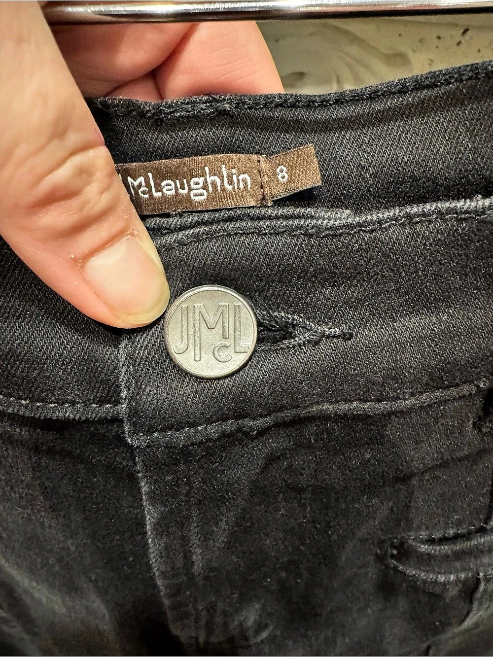 J. McLaughlin Emmie High Rise Front Seam Black Straight Jeans - Picture 3 of 8